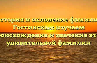 История и склонение фамилии Гостинская: изучаем происхождение и значение этой удивительной фамилии