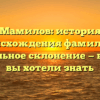 Мамилов: история происхождения фамилии и правильное склонение — все, что вы хотели знать