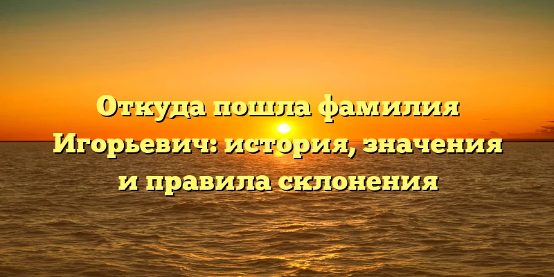 Откуда пошла фамилия Игорьевич: история, значения и правила склонения