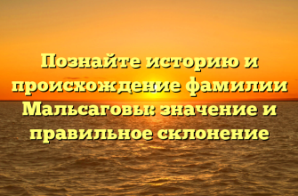 Познайте историю и происхождение фамилии Мальсаговы: значение и правильное склонение