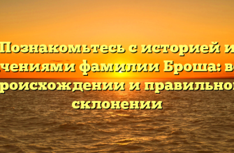 Познакомьтесь с историей и значениями фамилии Броша: все о происхождении и правильном склонении