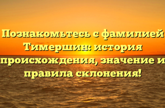 Познакомьтесь с фамилией Тимершин: история происхождения, значение и правила склонения!