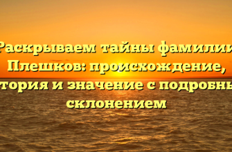 Раскрываем тайны фамилии Плешков: происхождение, история и значение с подробным склонением