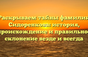 Раскрываем тайны фамилии Сидоренкова: история, происхождение и правильное склонение везде и всегда
