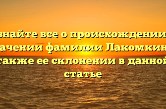 Узнайте все о происхождении и значении фамилии Лакомкин, а также ее склонении в данной статье
