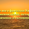 Узнайте все о фамилии Умрихин: происхождение, история, значение и склонение