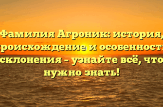 Фамилия Агроник: история, происхождение и особенности склонения – узнайте всё, что нужно знать!