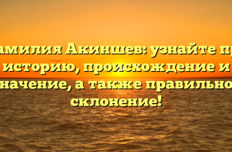 Фамилия Акиншев: узнайте про историю, происхождение и значение, а также правильное склонение!