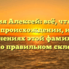Фамилия Алексей: всё, что нужно знать о происхождении, истории и значениях этой фамилии, а также о правильном склонении