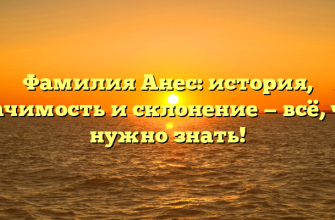 Фамилия Анес: история, значимость и склонение — всё, что нужно знать!