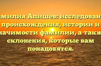 Фамилия Апишев: исследование происхождения, истории и значимости фамилии, а также склонения, которые вам понадобятся.