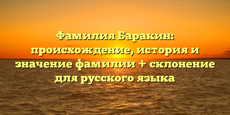 Фамилия Баракин: происхождение, история и значение фамилии + склонение для русского языка