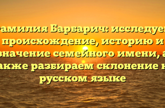 Фамилия Барбарич: исследуем происхождение, историю и значение семейного имени, а также разбираем склонение на русском языке