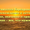 Фамилия Барбарова: происхождение и история фамилии, значение и правильное склонение — все, что нужно знать