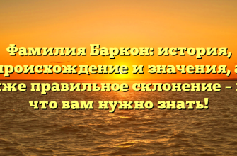 Фамилия Баркон: история, происхождение и значения, а также правильное склонение – все, что вам нужно знать!