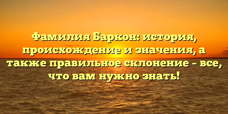 Фамилия Баркон: история, происхождение и значения, а также правильное склонение – все, что вам нужно знать! Фамилия Баркон: история, происхождение и значения, а также правильное склонение – все, что вам нужно знать!