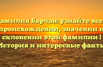 Фамилия Барчан: узнайте все о происхождении, значении и склонении этой фамилии | История и интересные факты