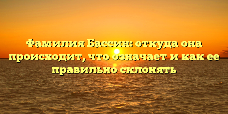 Фамилия Бассин: откуда она происходит, что означает и как ее правильно склонять