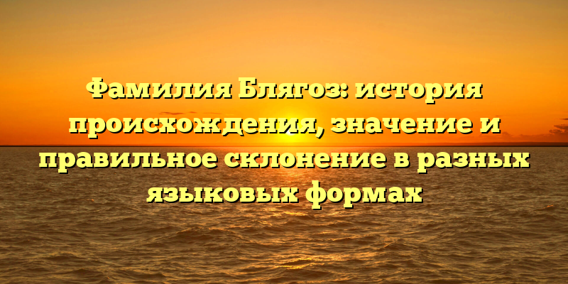 Фамилия Блягоз: история происхождения, значение и правильное склонение в разных языковых формах