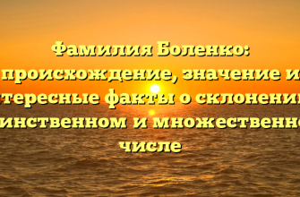Фамилия Боленко: происхождение, значение и интересные факты о склонении в единственном и множественном числе