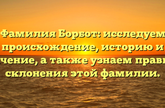 Фамилия Борбот: исследуем происхождение, историю и значение, а также узнаем правила склонения этой фамилии.