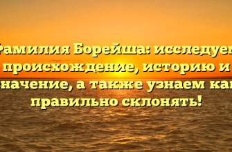 Фамилия Борейша: исследуем происхождение, историю и значение, а также узнаем как правильно склонять!