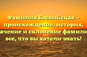 Фамилия Боснийская — происхождение, история, значение и склонение фамилии: все, что вы хотели знать!