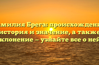 Фамилия Брега: происхождение, история и значение, а также склонение — узнайте все о ней!