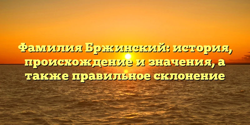 Фамилия Бржинский: история, происхождение и значения, а также правильное склонение Фамилия Бржинский: история, происхождение и значения, а также правильное склонение
