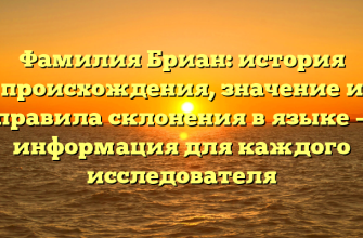 Фамилия Бриан: история происхождения, значение и правила склонения в языке — информация для каждого исследователя
