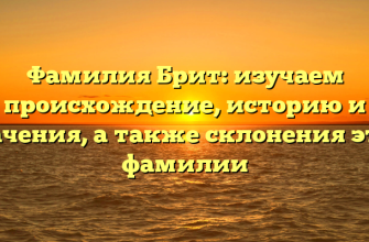 Фамилия Брит: изучаем происхождение, историю и значения, а также склонения этой фамилии