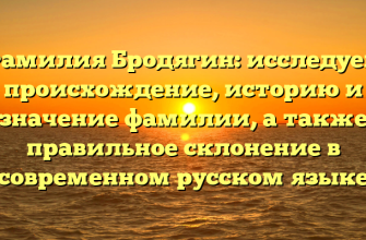 Фамилия Бродягин: исследуем происхождение, историю и значение фамилии, а также правильное склонение в современном русском языке