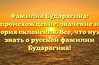 Фамилия Бударагина: происхождение, значение и история склонения. Все, что нужно знать о русской фамилии Бударагина!