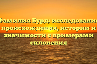 Фамилия Бурд: исследование происхождения, истории и значимости с примерами склонения