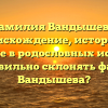 Фамилия Вандышева: происхождение, история и значение в родословных исканиях. Как правильно склонять фамилию Вандышева?