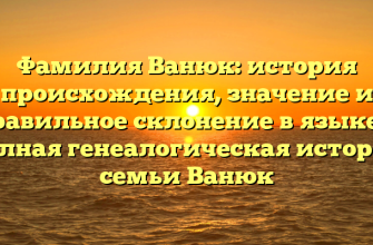 Фамилия Ванюк: история происхождения, значение и правильное склонение в языке — полная генеалогическая история семьи Ванюк