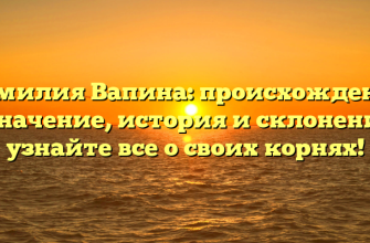 Фамилия Вапина: происхождение и значение, история и склонение – узнайте все о своих корнях!