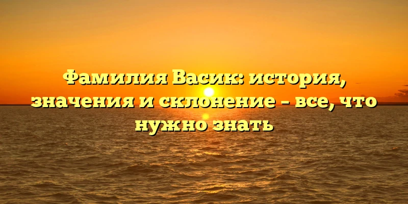 Фамилия Васик: история, значения и склонение – все, что нужно знать Фамилия Васик: история, значения и склонение – все, что нужно знать