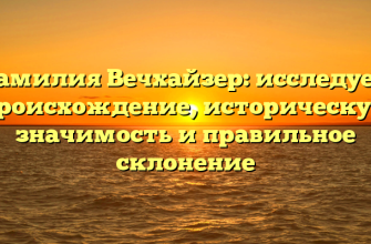 Фамилия Вечхайзер: исследуем происхождение, историческую значимость и правильное склонение