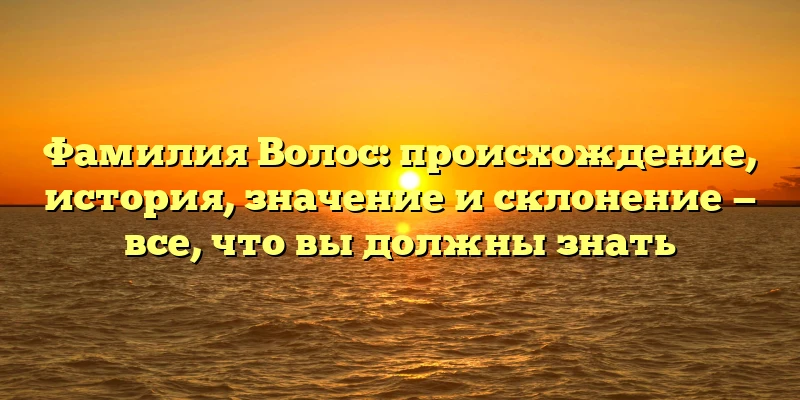 Фамилия Волос: происхождение, история, значение и склонение — все, что вы должны знать Фамилия Волос: происхождение, история, значение и склонение — все, что вы должны знать