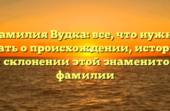 Фамилия Вудка: все, что нужно знать о происхождении, истории и склонении этой знаменитой фамилии