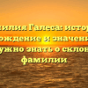Фамилия Галеса: история, происхождение и значение — все, что нужно знать о склонении фамилии