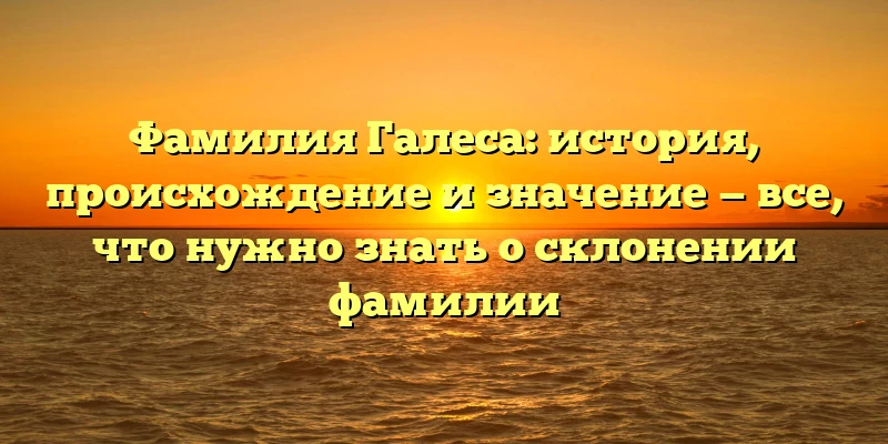 Фамилия Галеса: история, происхождение и значение — все, что нужно знать о склонении фамилии
