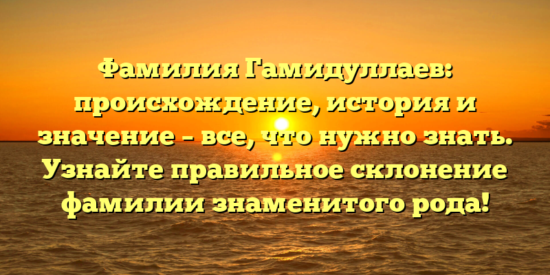 Фамилия Гамидуллаев: происхождение, история и значение – все, что нужно знать. Узнайте правильное склонение фамилии знаменитого рода!