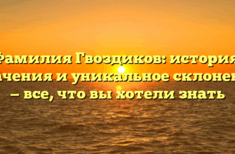 Фамилия Гвоздиков: история, значения и уникальное склонение — все, что вы хотели знать Фамилия Гвоздиков: история, значения и уникальное склонение — все, что вы хотели знать
