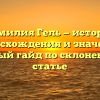 Фамилия Гель — история происхождения и значение, полный гайд по склонению в статье