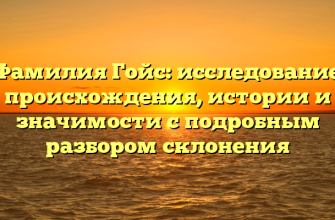 Фамилия Гойс: исследование происхождения, истории и значимости с подробным разбором склонения