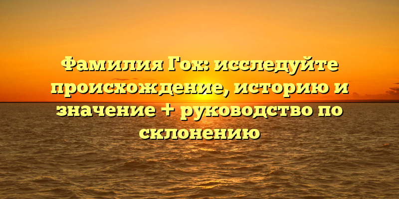 Фамилия Гох: исследуйте происхождение, историю и значение + руководство по склонению