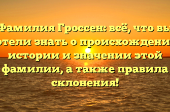 Фамилия Гроссен: всё, что вы хотели знать о происхождении, истории и значении этой фамилии, а также правила склонения!