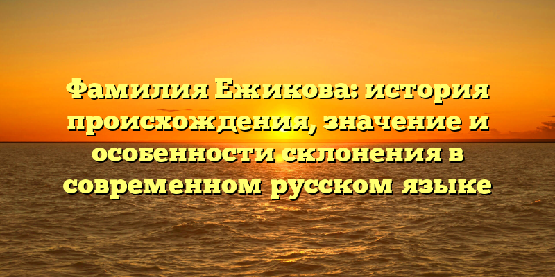 Фамилия Ежикова: история происхождения, значение и особенности склонения в современном русском языке